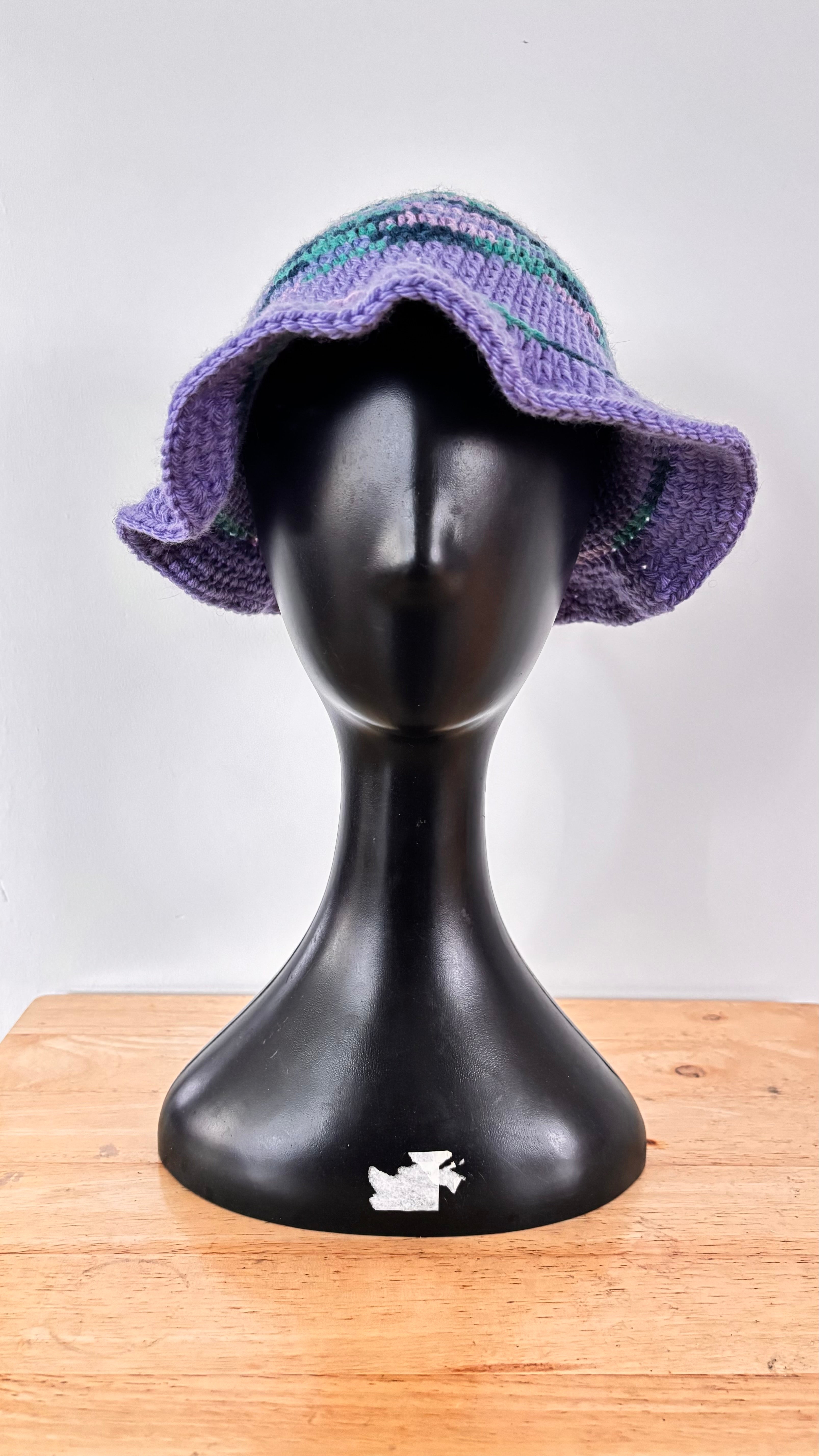 Purple and Teal bell hat