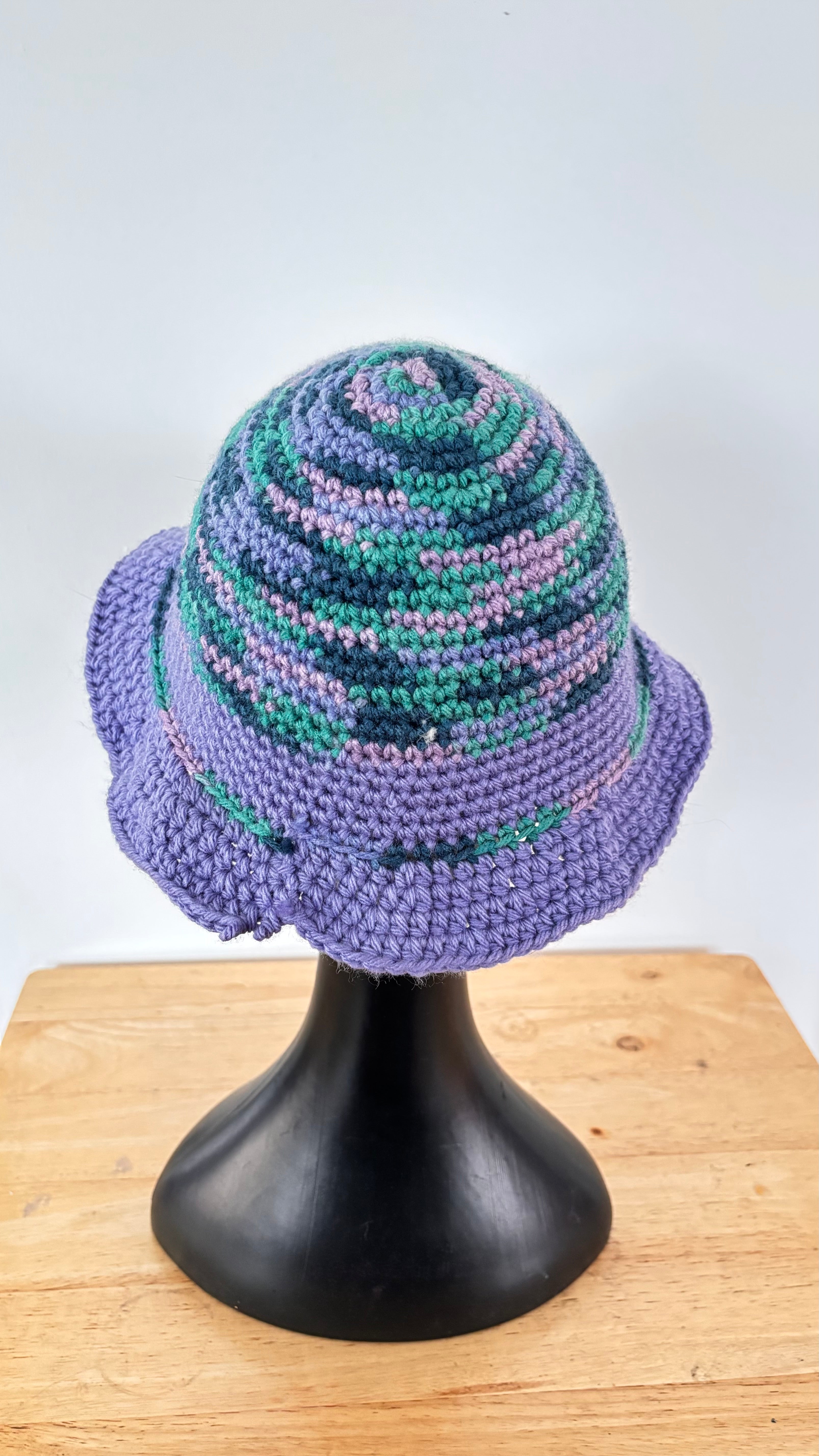 Purple and Teal bell hat
