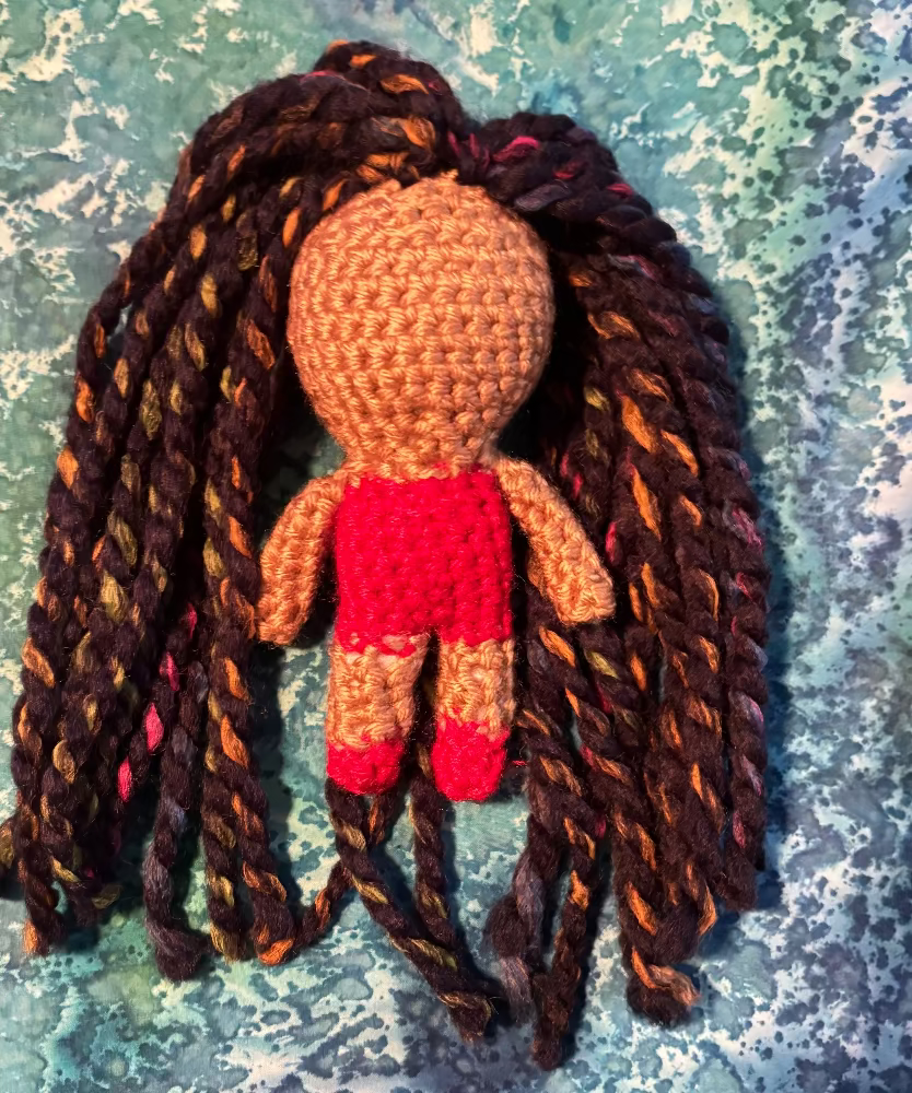 Mini Madama Dolls - Red Shorts/Black-Multi colored hair