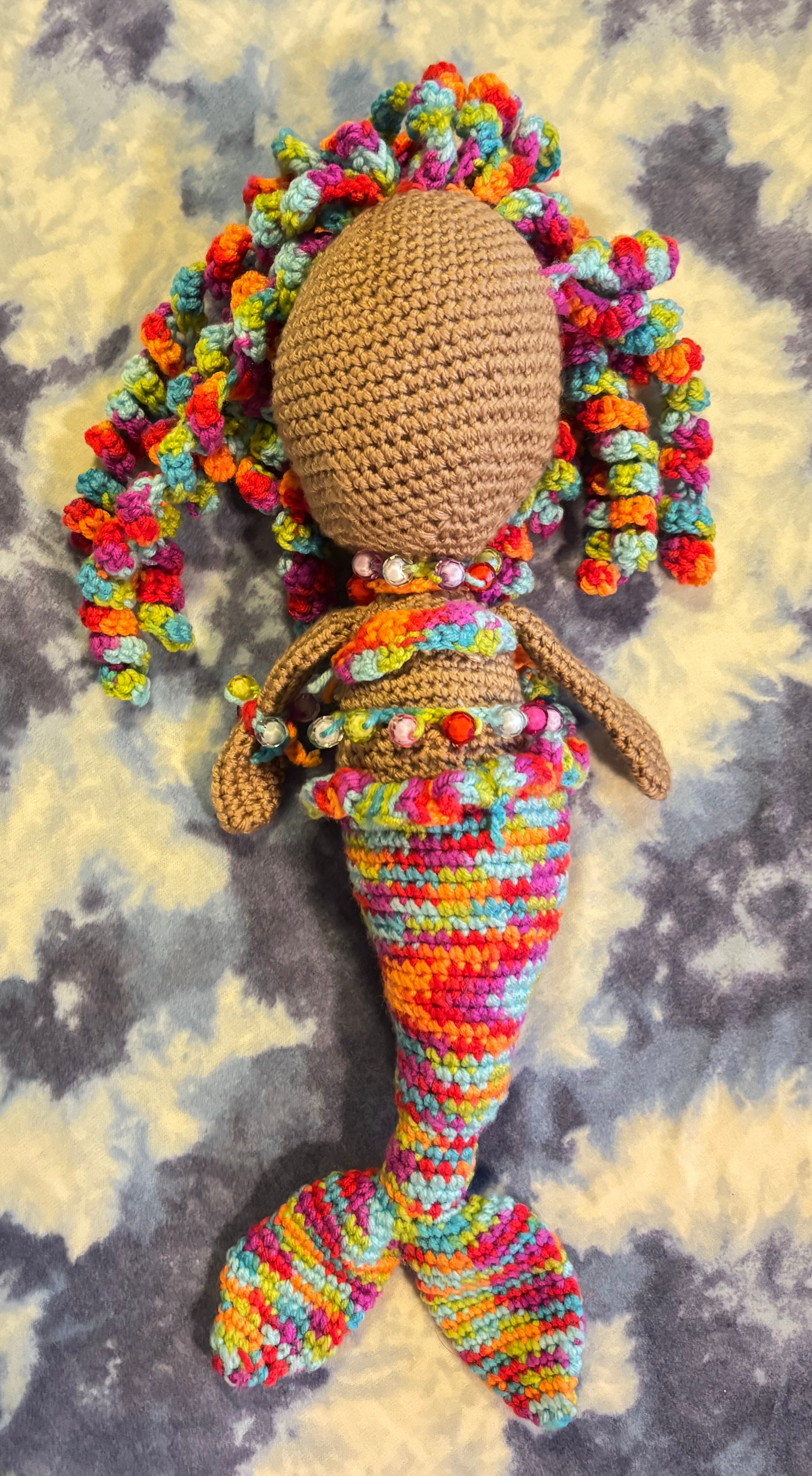 Jumbo Crochet Mermaid - orange/multicolor