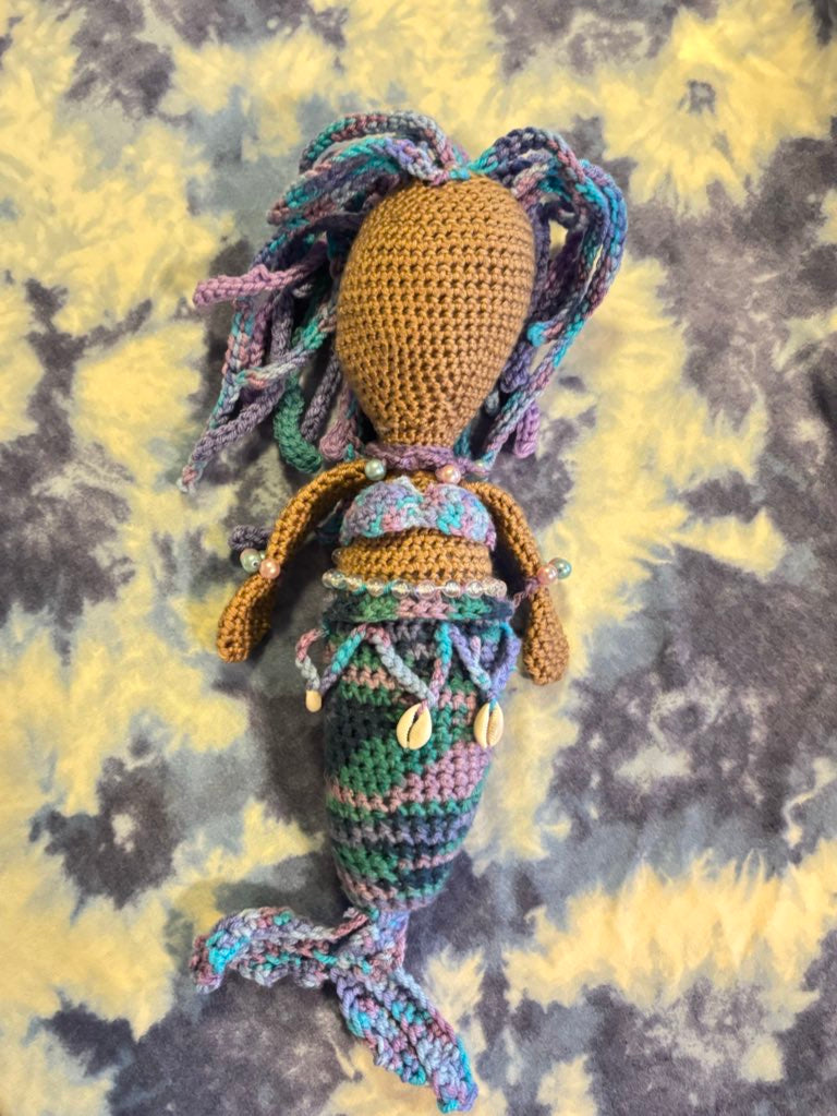Large Crochet Mermaid - Blue multi - braids